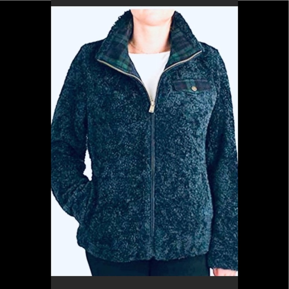 Pendleton Sherpa fuzzy fleece jacket Black Watch Tartan classic casual XL